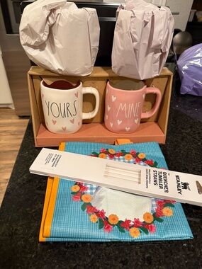 Rae Dunn Pink & Cream 'Yours' and 'Mine' Heart Mug Set ON HOLD FOR JJENKINS